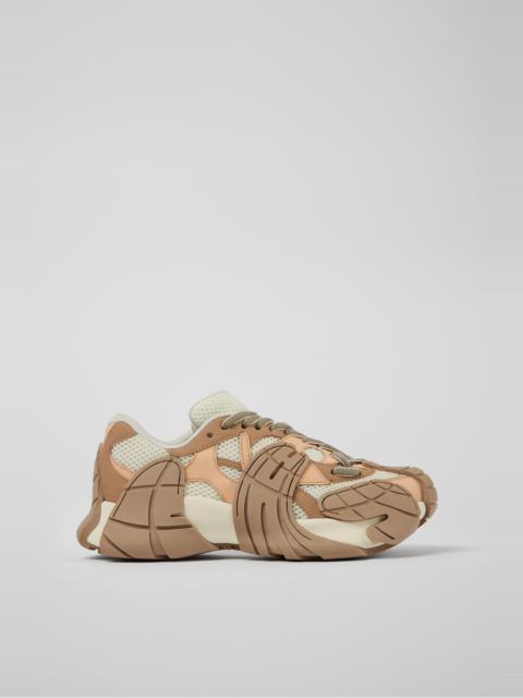 Beige and white sneakers