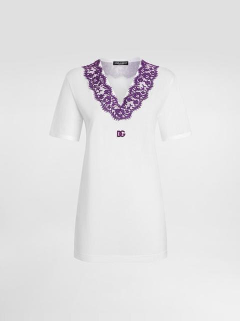 Jersey t-shirt with lace and DG patch