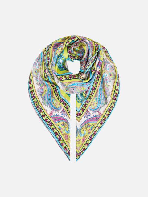 LARGE CRYSTALLED SILK SQUARE SCARF