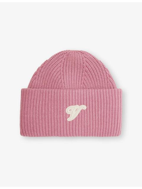 Carly Logo-Patch Rib-Knit Beanie