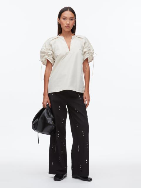 Ruched Sleeve V-Neck Top