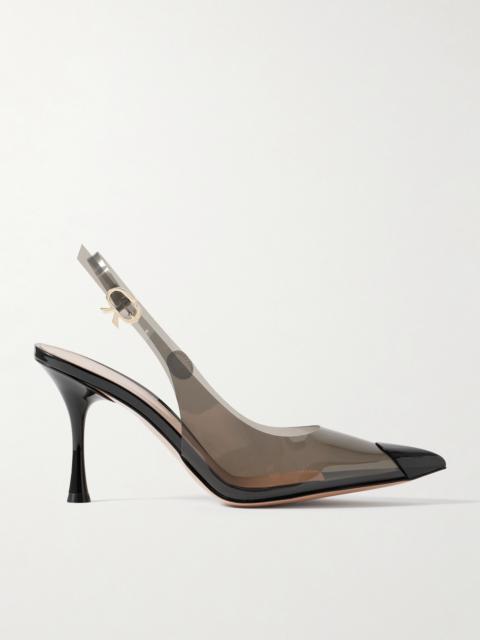 85 Patent Leather-trimmed Pvc Slingback Pumps