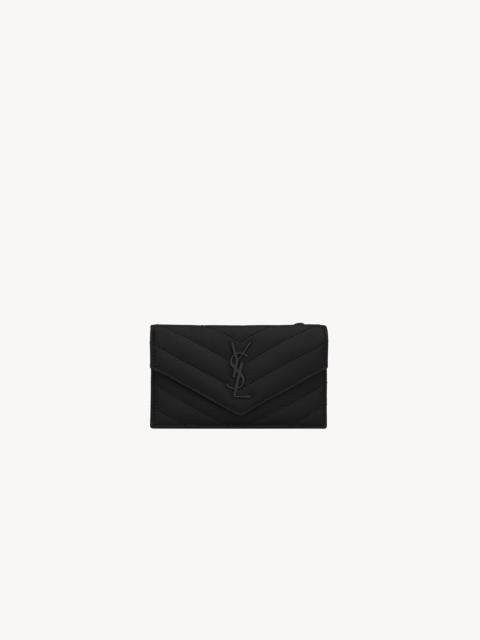 CASSANDRE MATELASSÉ FRAGMENTS FLAP CARD CASE IN GRAIN DE POUDRE LEATHER