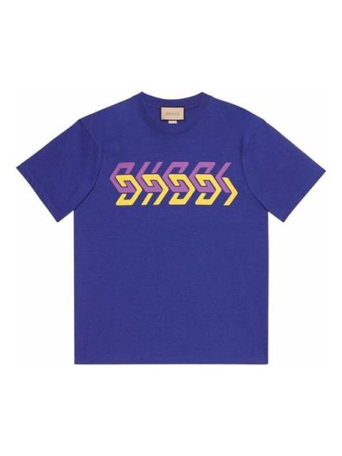 Gucci Geometric Block Logo T-Shirt 'Blue' 616036-XJDV9-4120