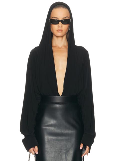 Hooded Super Oversized Boyfriend Shirt Bodysuit