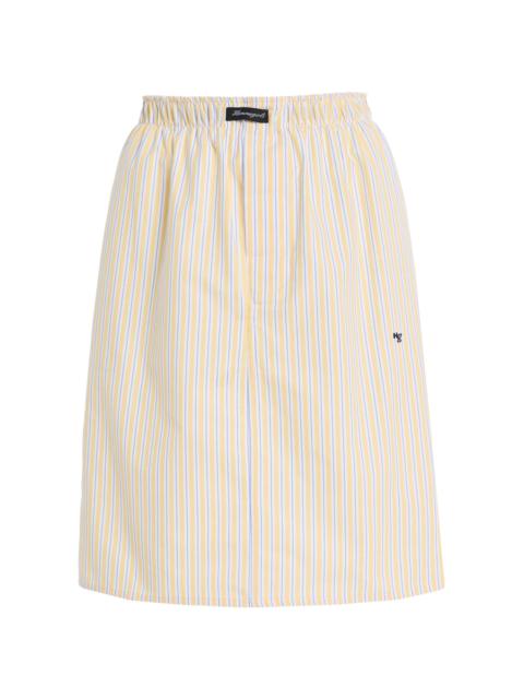 Striped Cotton Oxford Boxer Skirt yellow