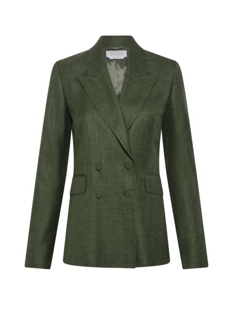 Angela Blazer in Olive Virgin Wool Silk with Linen