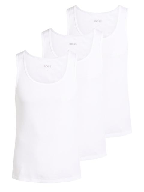 Boss Logo-embroidered Ribbed Cotton Tank
