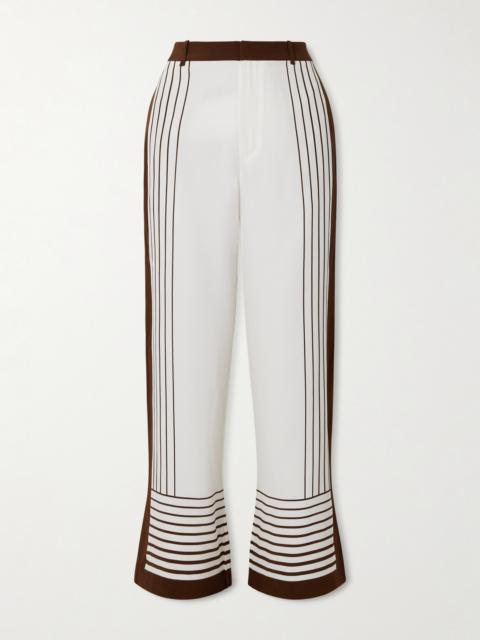 Destino Striped Silk Crepe De Chine Wide-leg Pants