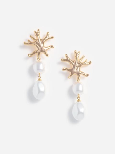Gold Coral Pearl Earrings