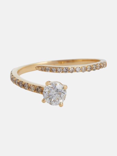 Grass Seed 18kt yellow gold ring with diamonds