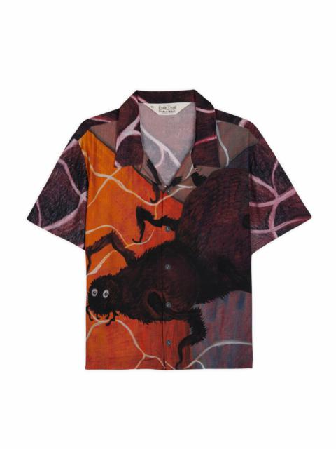 Spiral Orb Short Sleeve Button Up Shirt - Burgundy