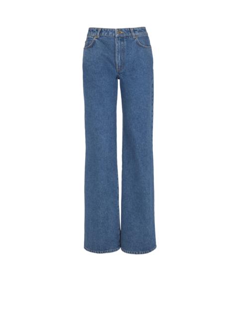 Straight-leg denim jeans