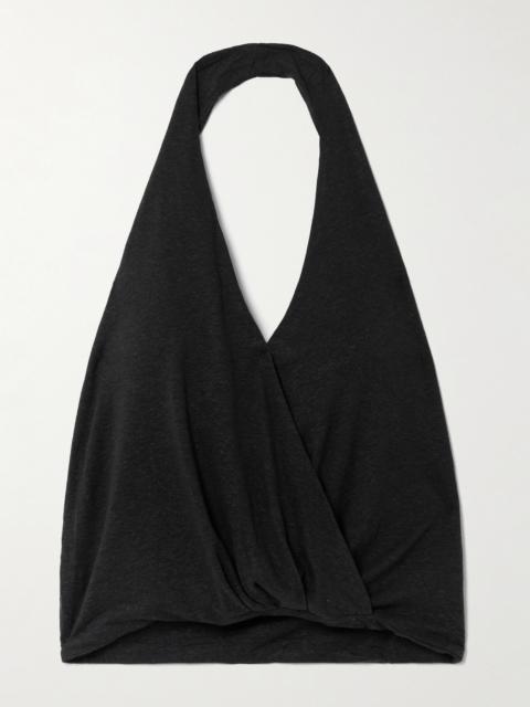 Slub Linen And Lyocell-blend Jersey Wrap-effect Top