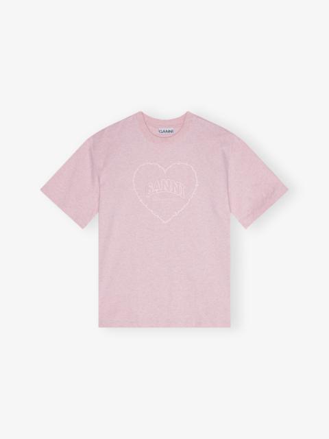 PINK HEAVY COTTON DROP SHOULDER HEART T-SHIRT