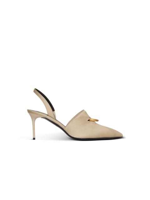 Cotton gabardine slingbacks with piercing