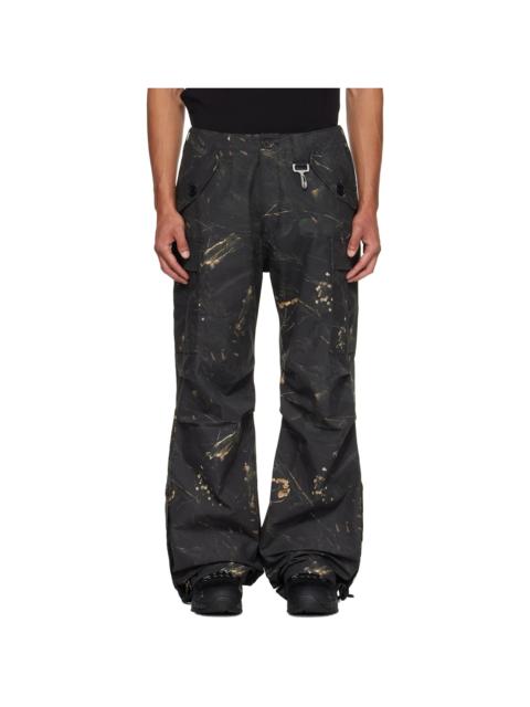 Green Cotton Ripstop Wide Leg Cargo Pants