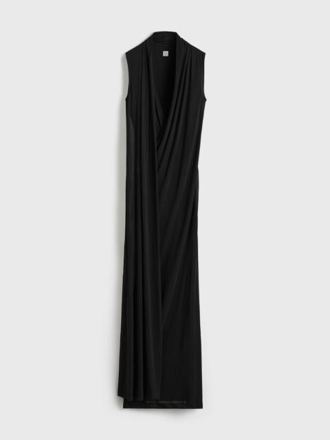 Overlapped scarf dress black