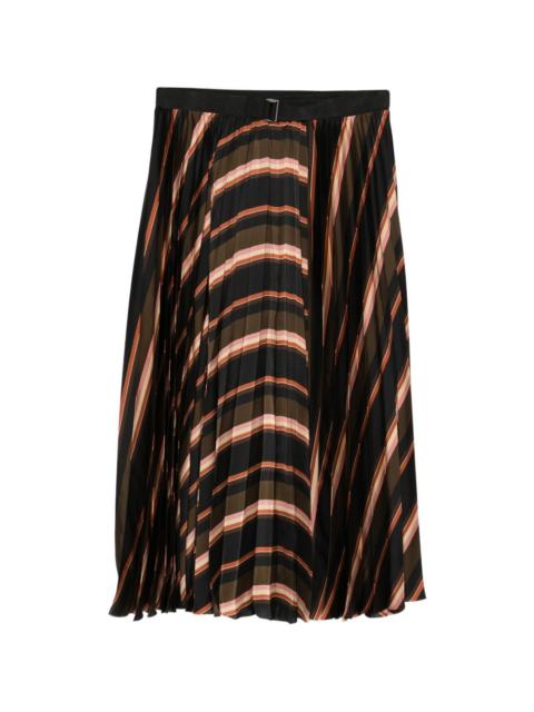 striped-pattern midi skirt