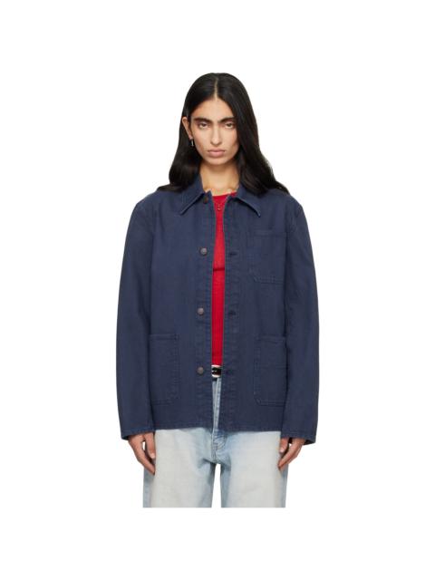 Purple Garment Washed Cotton Utility Jacket