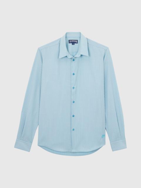 Men Wool Shirt Micro Rayures Tailoring