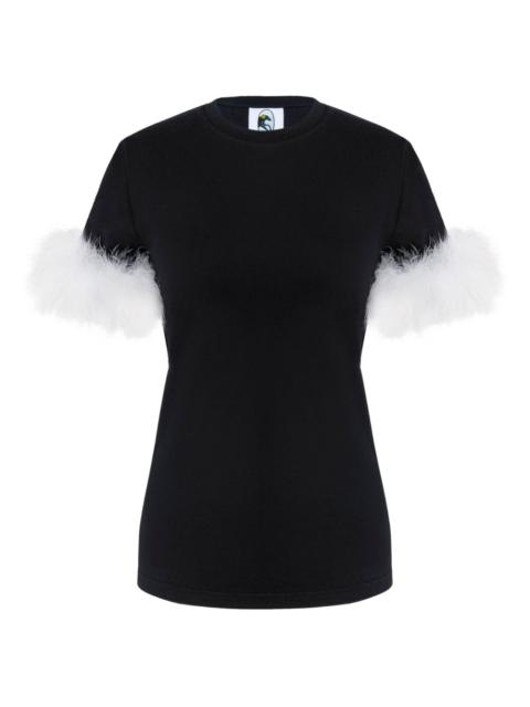 feather-embellished T-shirt