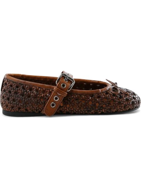 Miu Miu Woven Ballerina Flat Cognac (Women's)
