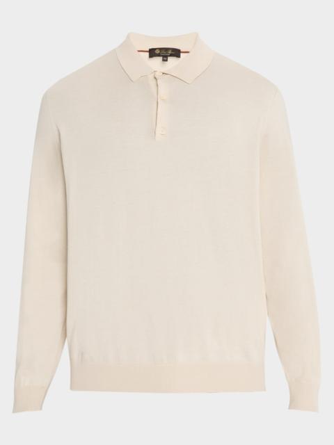 Men's Loro Island Cotton Giza Long-Sleeve Polo Shirt