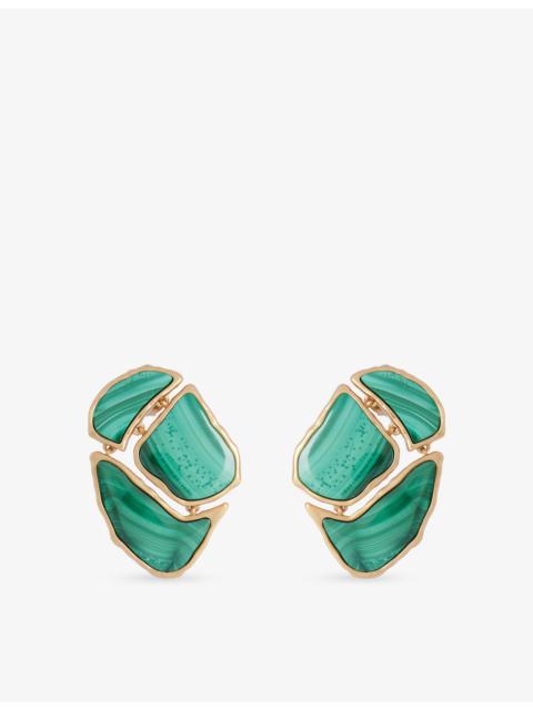 Byron Malachite 16ct Gold-Plated Earrings
