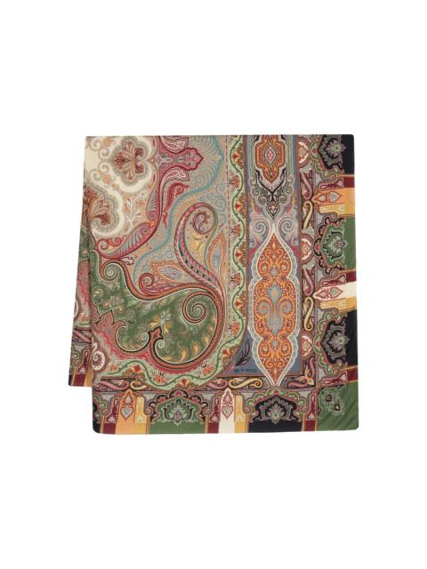 paisley-print wool-blend scarf