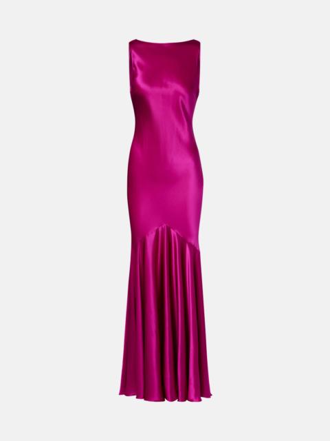 Open-back silk-blend satin maxi dress