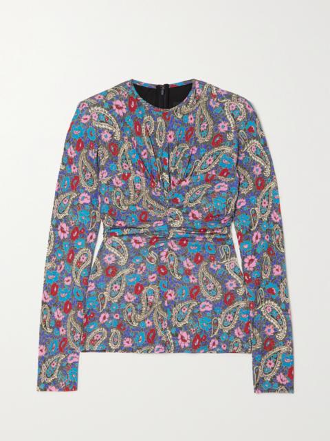 Linazi Gathered Printed Jersey Top