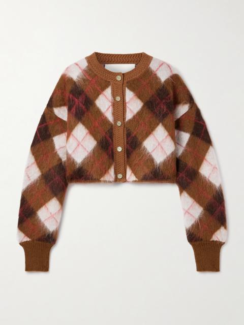 The Blane Cropped Argyle Mohair-blend Cardigan