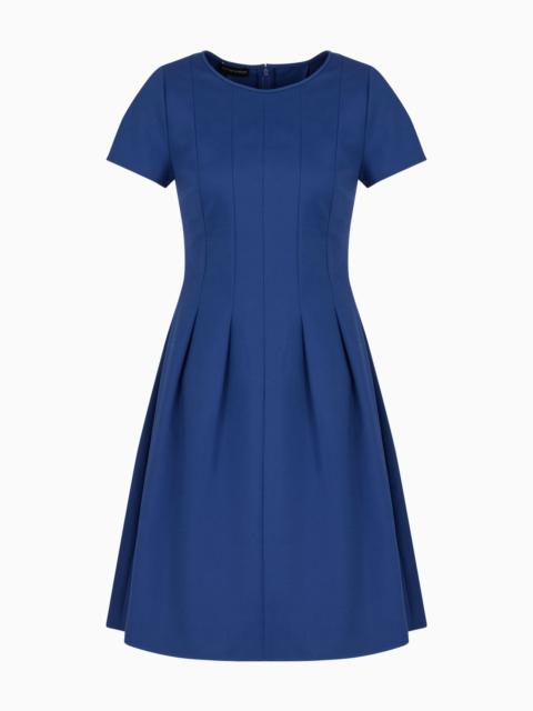 COUTURE COTTON BLEND DRESS WITH PLEATS