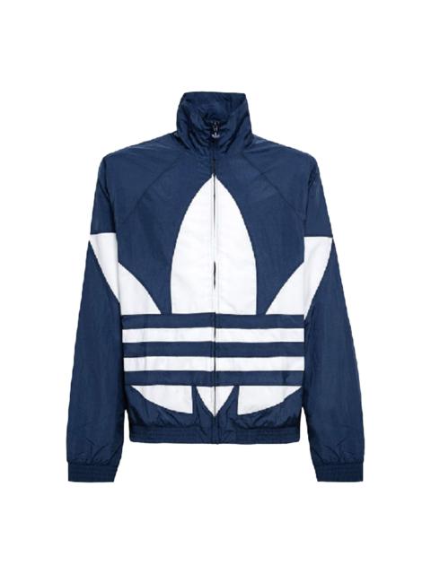 adidas originals Large logo Zipper Sports Jacket Blue FM9894
