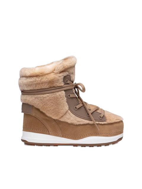 fur lace-up snow boots