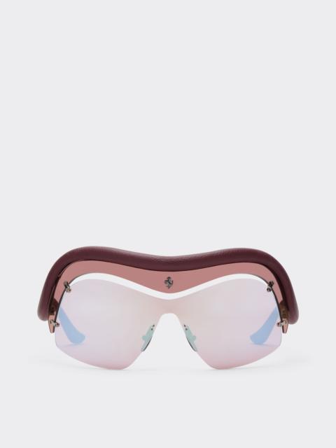 Limited Edition Ferrari sunglasses in injected and leather with red and light gray lenses