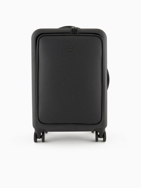 ABS carry-on case with Saffiano detail and eagle plate