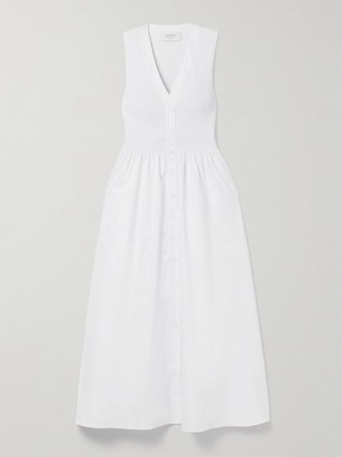 Shirred Cotton-poplin Midi Dress