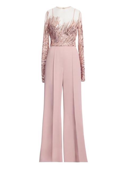sequin-embellished tulle embroidered jumpsuit