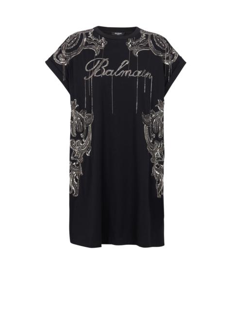 Balmain Signature chain embroidered T-shirt dress