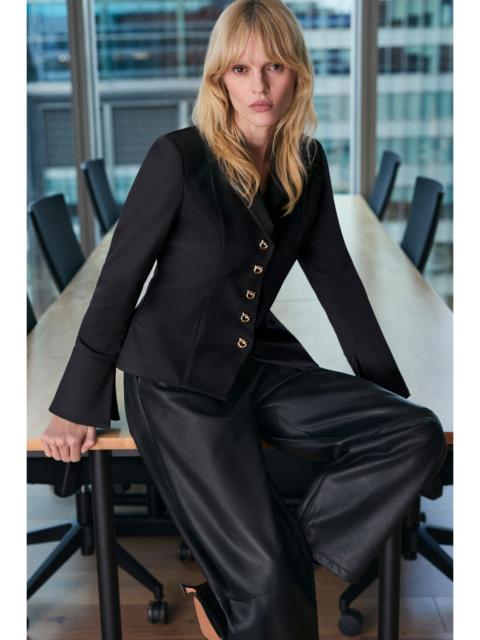 Faux Leather Barrel Leg Trouser