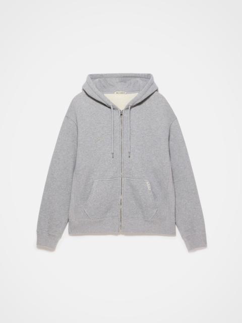 FRONT ZIP HOODIE IN MID GREY MELANGE