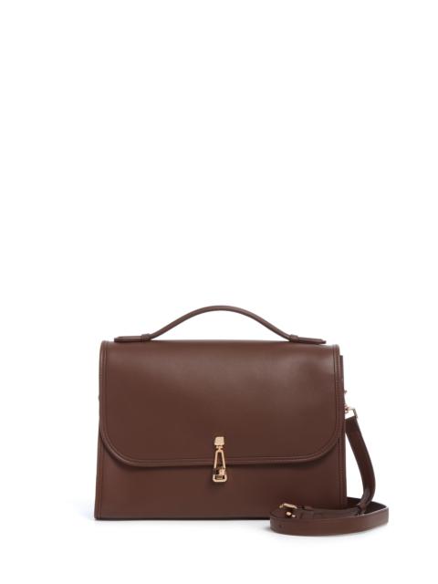 Large Leonora Flap Bag in Chocolate Leather