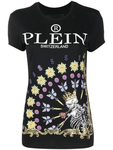 skeleton-print round neck T-shirt