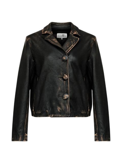 buttoned leather jacket