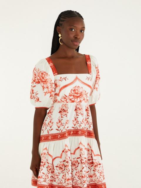 Red Porcelain Garden Organic Cotton Mini Dress