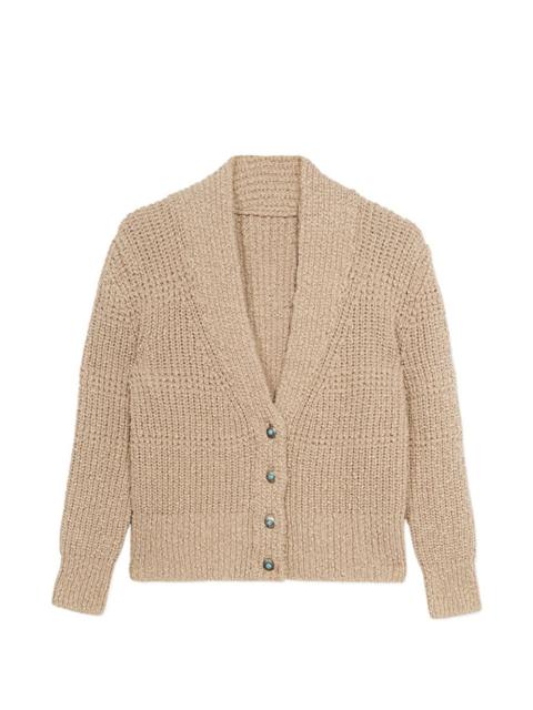 open knit turquoise button cardigan