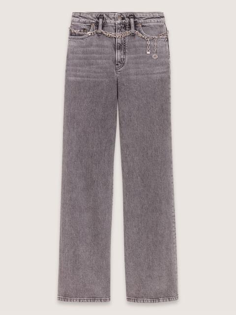 Wide-leg jeans with chain-link belt