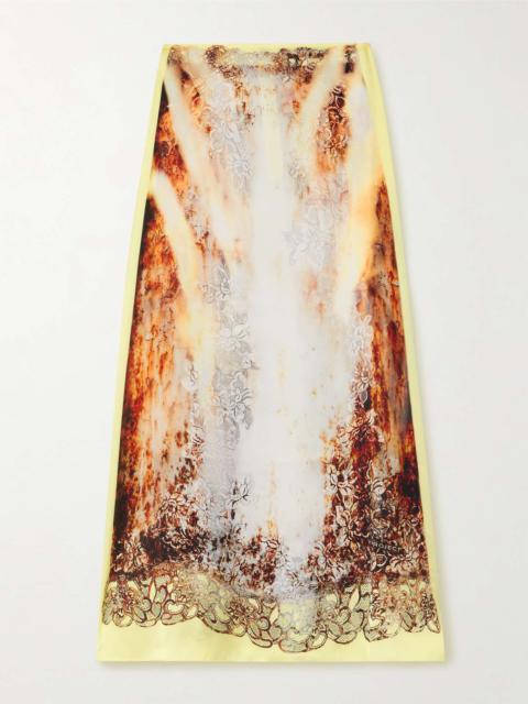 Printed satin maxi skirt